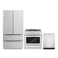 Cosmo 3 Piece Kitchen Package with French Door Refrigerator & 36" Freestanding Dual Fuel Range