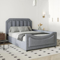 Red Barrel Studio Twin Size Storage Upholstered Hydraulic Platform Bed With Nailhead Decoration
