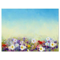 Design Art Soft Flowers in Spring Background Large Floral Painting Print on Wrapped Canvas