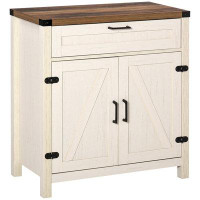 Gracie Oaks 2 Barn Doors Kitchen Cabinet with Storage for Living Room