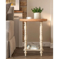 Alcott Hill Alcott Hill French Country End Table, 19'' Round Farmhouse Side Table, Distressed Wood Tray Top Rustic Accen