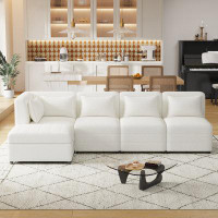 Latitude Run® Modern Chenille Upholstered Upholstered Sofa Free-Combined With 5 Pillows