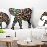 Made in Canada - East Urban Home Animal Floral Cheerful Elephant Pillow