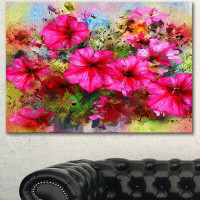 Made in Canada - Design Art 'Purple Flowers Composition Watercolor' Painting Print on Wrapped Canvas