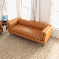 Steelside™ Melin 85.5" Genuine Leather Square Arm Sofa
