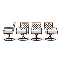 Lark Manor Arshi Outdoor Metal Swivel Dining Armchair With Cushion (set Of 4)