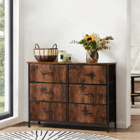 Ceballos Sweetcrispy Dresser For Bedroom 6 Drawers Wide Fabric Storage Units Chest Of Drawers For Bedroom With Metal Fra