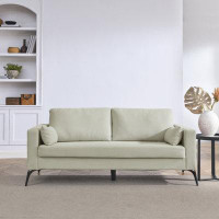 Wrought Studio 3-Seater Sofa With Square Arms And Tight Back, With Two Small Pillows,Corduroy Beige