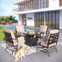 Lark Manor 4 - Person Rocking Metal Seating Group with Fire Pit Table