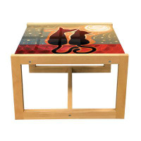 East Urban Home East Urban Home Animal Coffee Table, Female And Male Cats In Love Watching Moon Luna On Starry Sky Print