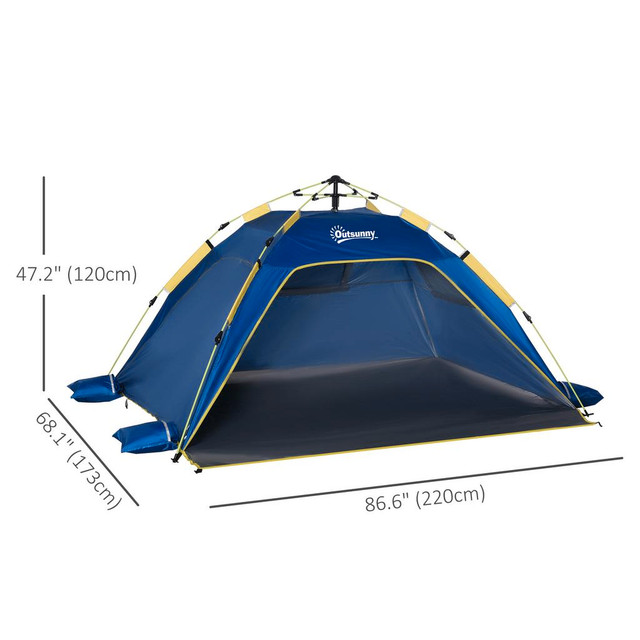 Beach Tent 86.6" L x 68.1" W x 47.2" H Dark Blue in Fishing, Camping & Outdoors - Image 3