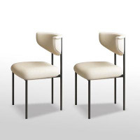 Orren Ellis 30.71" White Solid Back Upholstered Side Chair(Set of 2)