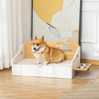 Tucker Murphy Pet™ Modern Dog Bed Frame With Soft Cushion, Washable Cover, 2 Feeding Bowls