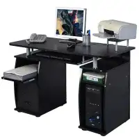 Latitude Run® Jolanka Black Home Office Computer PC Desk Table Work Station,Office Home Raised Monitor & Printer Shelf F