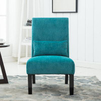 Ebern Designs Contemporary Chenille Fabric Armless Accent Chair with Pillow