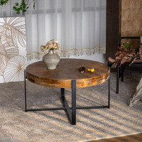 Millwood Pines Round Coffee Table.Fir Wood Table Top