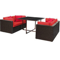 Williston Forge Fransje Outdoor 5 Piece Patio Dining Sets With Tempered Glass Table