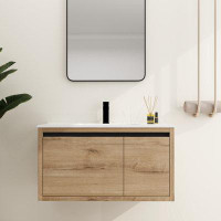Latitude Run® Kaihyan 36''Single Sink Floating Bathroom Vanity, with 1 Door and 1 Drawer, White Resin Sink Top