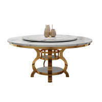 Rosdorf Park Nordic modern light luxury simple round faux marble dining table