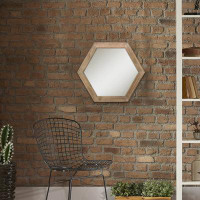 Millwood Pines Decorative 23.82" Hexagon Wall Mirror With Worn White Wood Frame And Attached Hanging Bracket, White