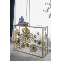 Rosdorf Park 39.5" X 12" X 30.5" Gold Console Table With Mirrored Glass Top, Modern Entryway Table For Living Room Foyer