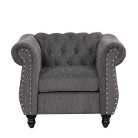 Charlton Home 39" Modern Sofa Dutch Plush Upholstered Sofa, Solid Wood Legs, Buttoned Tufted Backrest 1
