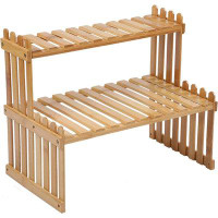 Arlmont & Co. 2 Tiers Bamboo Plant Stand Shelf ,Organizer Ladder Rack