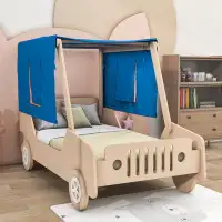 Zoomie Kids Wood Car Shaped Bed with Tents