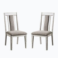 Wenty Set Of 2 Upholstered Side Chairs In Weathered And Warm Finish
