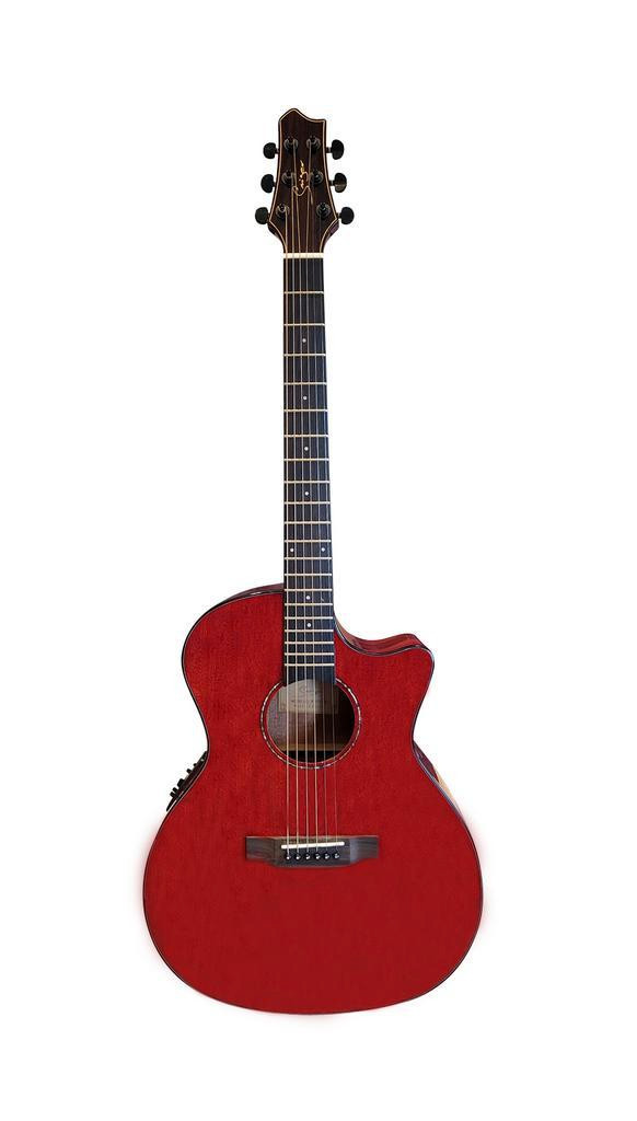 Minor Error-Top Solid Mahogany Acoustic Electric Guitar Built-in Tuner Cutaway Red PPL6873 in Guitars