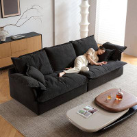 Everly Quinn 110.24" Black Velvet  Modular Sofa cushion couch