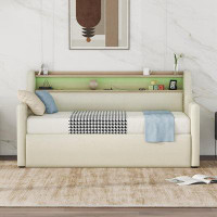 Latitude Run® Twin Size PU Upholstered Daybed With Hydraulic Storage Space