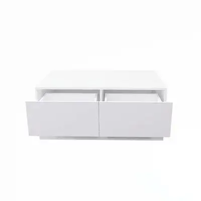 Wrought Studio High Glossy Coffee Table With 2 Drawers Have RGB Led Light