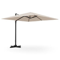 Arlmont & Co. Arlmont & Co. Patio 9.5ft Square Cantilever Offset Hanging Umbrella 2-tier 360° Outdoor Navy
