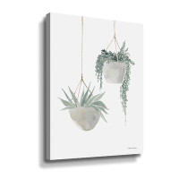Rosalind Wheeler Sage Hanging Planters Gallery Wrapped Floater-Framed Canvas