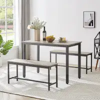 17 Stories Dining Table Set with 2 Dining Benches