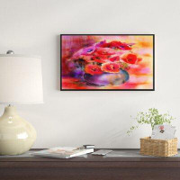 Made in Canada - East Urban Home Bouquet of Cute Poppies in Vase - Floater Frame Oil Painting Print on Canvas