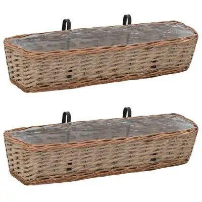 Bay Isle Home™ Set Of 2 Wicker Balcony Planters With PE Lining - Stylish Outdoor Décor, 31.5 For Elegant And Functional