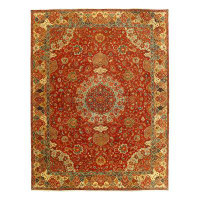 Isabelline Rust Colour Fine Hand Knotted Persian Design Tabriz 9'1'' X 12'1''