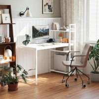 CubiCubi Cubicubi Computer Desk 47 Inch With Storage Shelves Study Writing Table For Home Office,Modern Simple Style, Wh