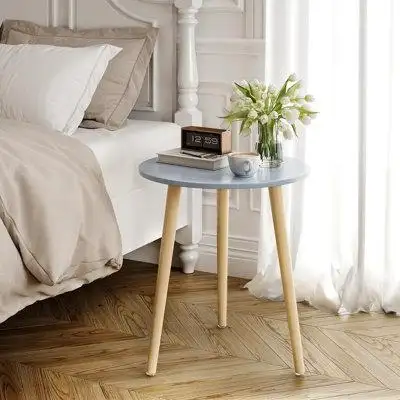 Wrought Studio Brown Round Side Table,Simple Nightstand Coffee Tables,16.5 x 20.5 In