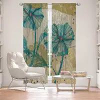 East Urban Home Lined Window Curtains 2-panel Set for Window Size Paper Mosaic Studio Clear Blue Flowers