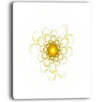 Made in Canada - Design Art Glowing Yellow Fractal Flower Graphic Art on Wrapped Canvas