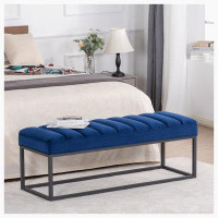 Everly Quinn Metal Base Upholstered Bench for Bedroom for Entryway