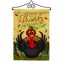 The Holiday Aisle® It's Thanks Turkey Garden Flag Set Thanksgiving Falltime 13 X18.5 Inches Double-Sided Decorative Hous