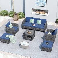 Latitude Run® Outdoor Rattan Woven Sofa 5-piece Set With Pet End Table