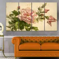 Made in Canada - Design Art Flower Illustration - Floral 4 Piece Painting Print on Wrapped Canvas Set