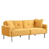 Latitude Run® Linen Upholstered Modern Convertible Folding Futon Sofa Bed With 2 Pillows
