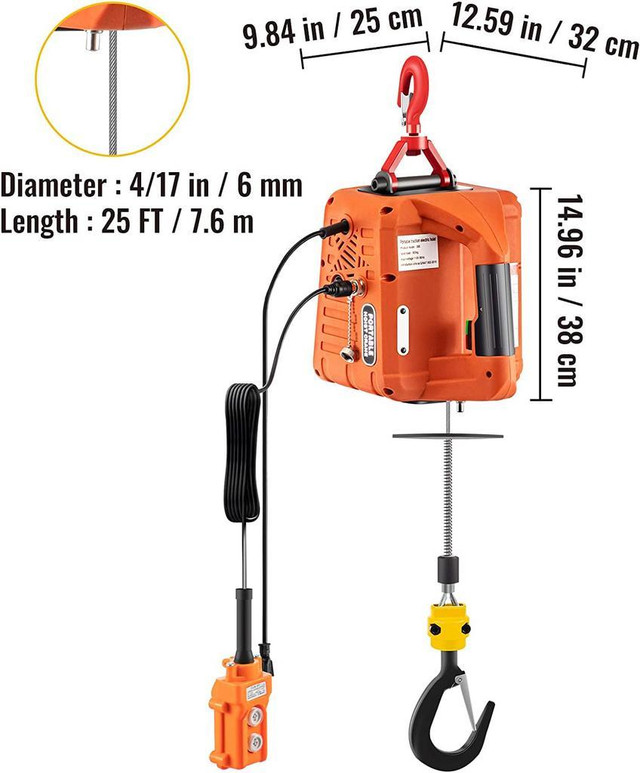 NEW 1500W 3 IN 1 ELECTRIC HOIST WIRELESS WINCH 1100 LBS 523667 in Hand Tools in Manitoba - Image 2