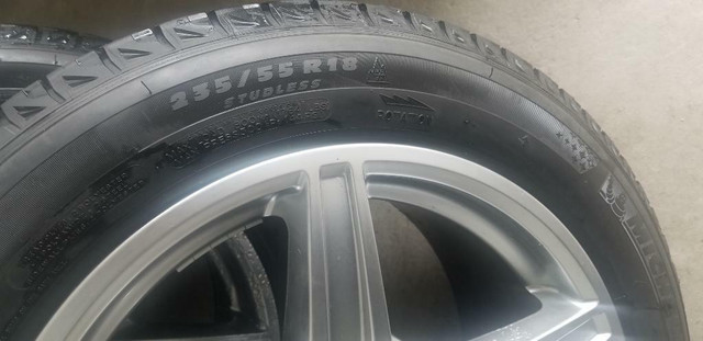 AUDI Q5  ULTRA HIGH PERFORMANCE MICHELIN WINTER TIRES  235 / 55 / 18  ON AFTERMARKET  ALLOY WHEELS .NO SENSORS. NO CAPS in Tires & Rims in Ontario - Image 3